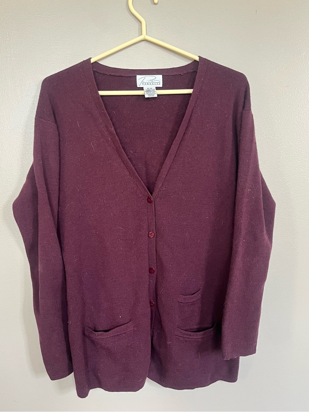 Burgundy V-Neck Button Cardigan Sweater